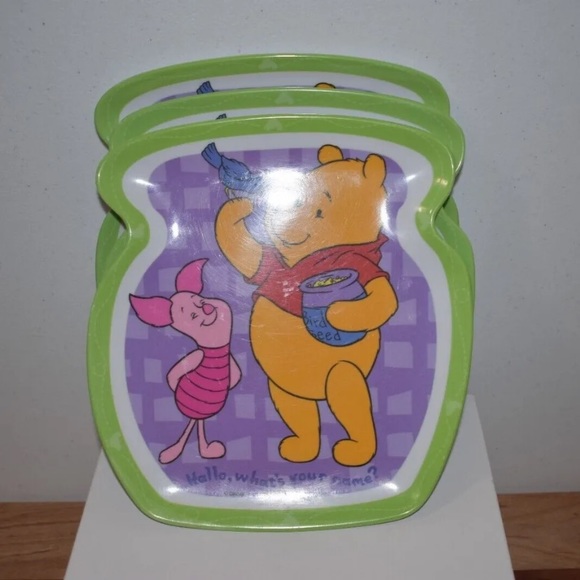Winnie The Pooh  Zak child Plastic Plate Disney Hallo what's your name? Lot of 3 - Picture 2 of 7